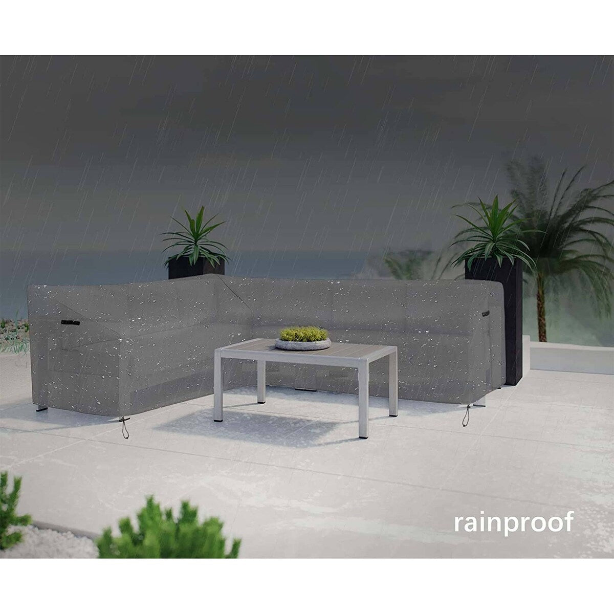 V Shaped Patio Couch Cover Waterproof Heavy Duty Furniture Cover, Sectional Sofa Cover with Air Vent Outdoor