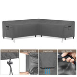 V Shaped Patio Couch Cover Waterproof Heavy Duty Furniture Cover, Sectional Sofa Cover with Air Vent Outdoor