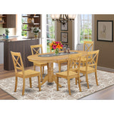 East West Furniture 7 Piece Dining Set- an Oval Dining Table and 6 Wood Seat Chairs, 40x76 Inch, Oak