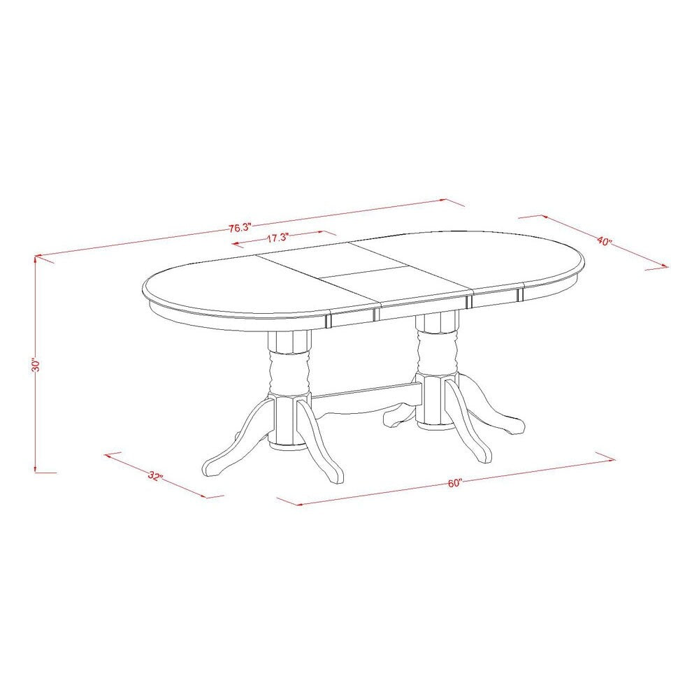 East West Furniture 7 Piece Dining Set- an Oval Dining Table and 6 Wood Seat Chairs, 40x76 Inch, Oak