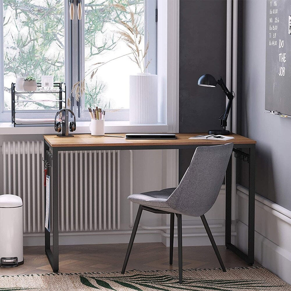 VASAGLE Computer Writing Desk with 8 Hooks ULWD058B08, for Home Office, Simple Study PC Table, 47.2''