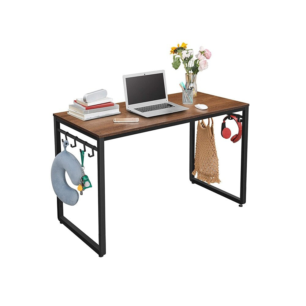 VASAGLE Computer Writing Desk with 8 Hooks ULWD058B08, for Home Office, Simple Study PC Table, 47.2''