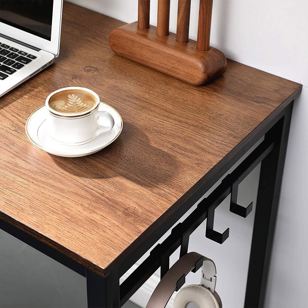 VASAGLE Computer Writing Desk with 8 Hooks ULWD058B08, for Home Office, Simple Study PC Table, 47.2''