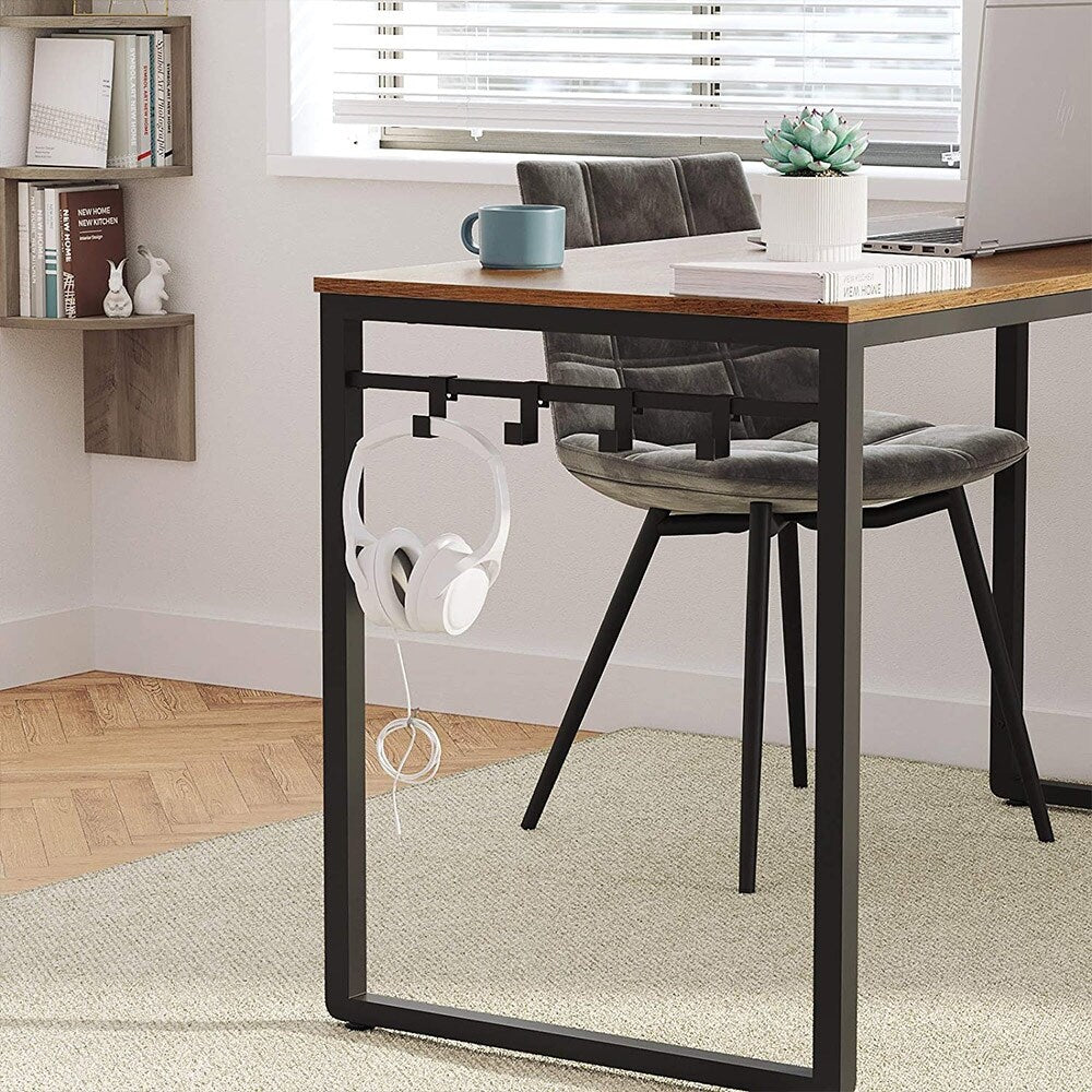 VASAGLE Computer Writing Desk with 8 Hooks ULWD058B08, for Home Office, Simple Study PC Table, 47.2''