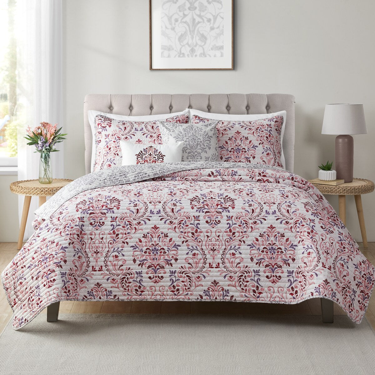 VCNY Home Madeline Reversible Damask Quilt Set