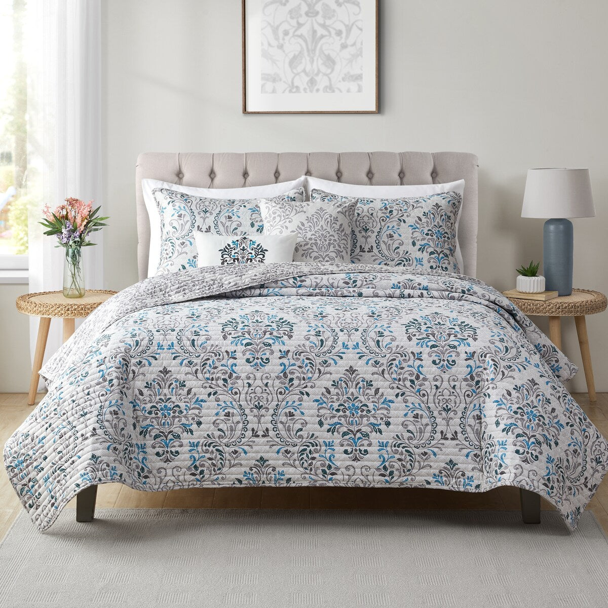 VCNY Home Madeline Reversible Damask Quilt Set