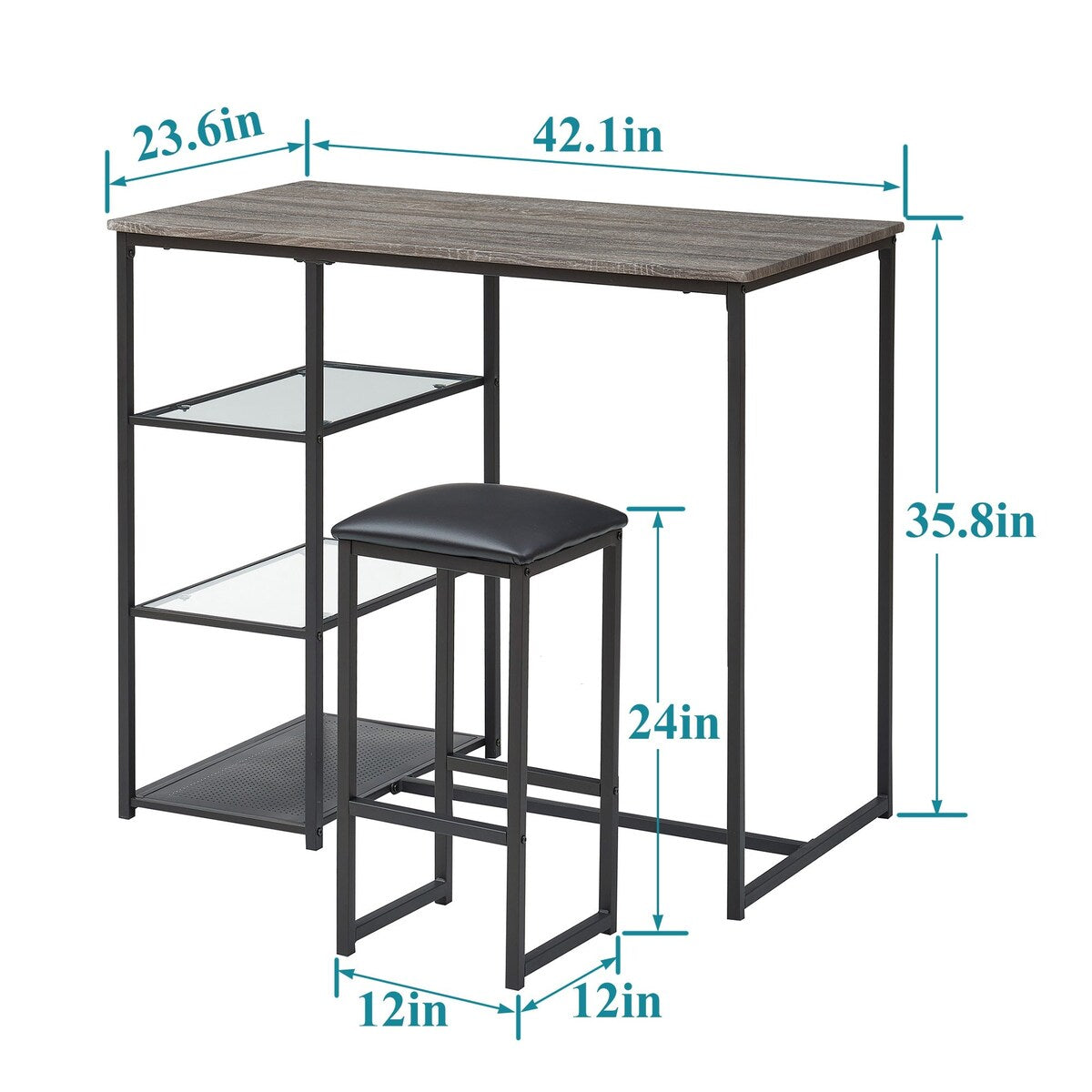 VECELO 3-Pieces Counter Dining Table Set