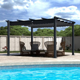 VEIKOUS 10' x 10' Outdoor Aluminum Pergola Gazebo with Retractable Canopy for Patio and Backyard