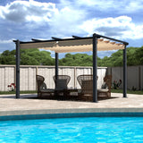 VEIKOUS 10' x 10' Outdoor Aluminum Pergola Gazebo with Retractable Canopy for Patio and Backyard