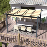 VEIKOUS 10' x 10' Outdoor Aluminum Pergola Gazebo with Retractable Canopy for Patio and Backyard