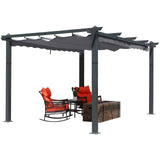VEIKOUS 10' x 10' Outdoor Aluminum Pergola Gazebo with Retractable Canopy for Patio and Backyard