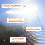 VEIKOUS 14 Pieces 4x2FT Polycarbonate Greenhouse Panels Twin-Wall Polycarbonate Sheet