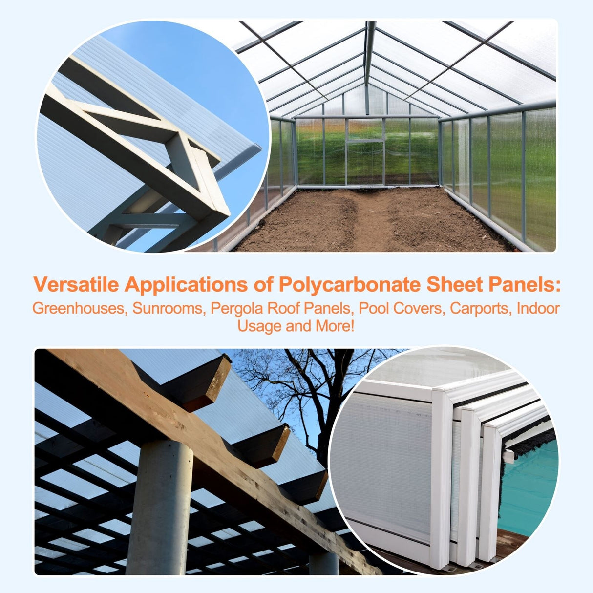 VEIKOUS 14 Pieces 4x2FT Polycarbonate Greenhouse Panels Twin-Wall Polycarbonate Sheet