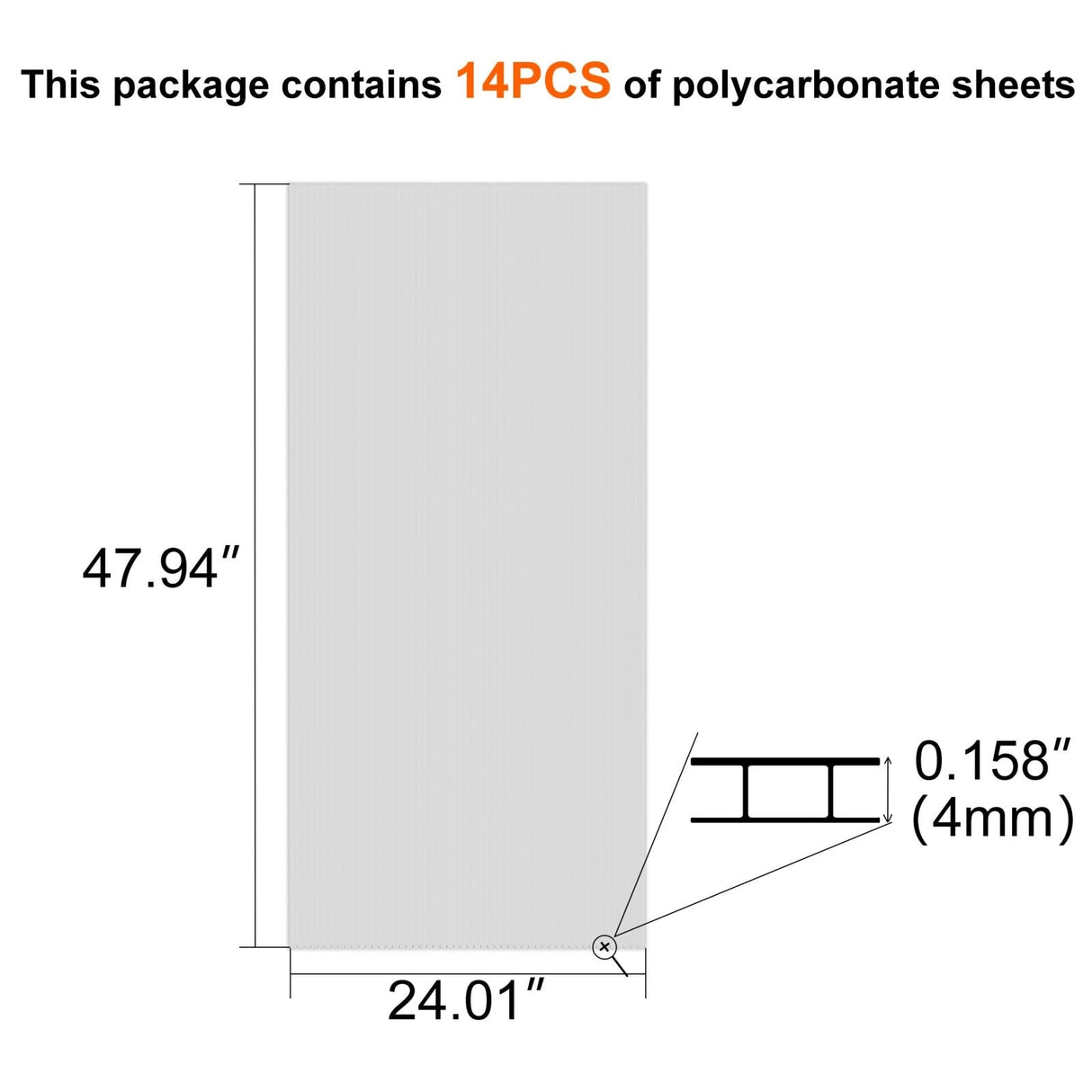 VEIKOUS 14 Pieces 4x2FT Polycarbonate Greenhouse Panels Twin-Wall Polycarbonate Sheet