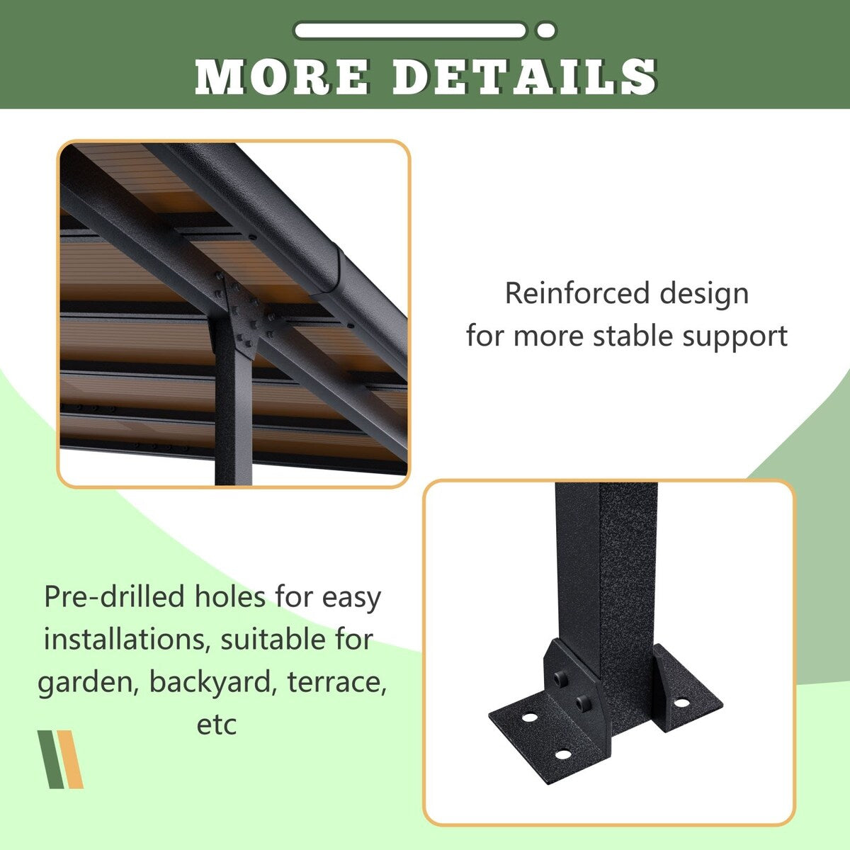 VEIKOUS 14 ft. x 10 ft. Patio Covers Wall Mount Gazebo Outdoor Pergola with PC Panel Roof