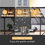 VEIKOUS 14 ft. x 10 ft. Patio Covers Wall Mount Gazebo Outdoor Pergola with PC Panel Roof