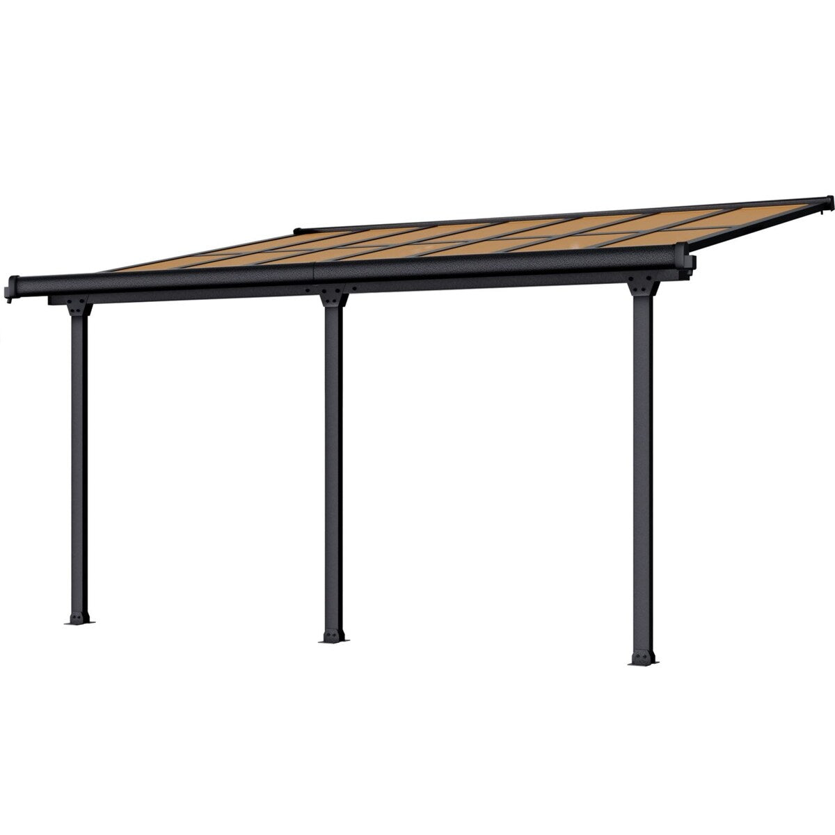 VEIKOUS 14 ft. x 10 ft. Patio Covers Wall Mount Gazebo Outdoor Pergola with PC Panel Roof