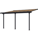 VEIKOUS 14 ft. x 10 ft. Patio Covers Wall Mount Gazebo Outdoor Pergola with PC Panel Roof