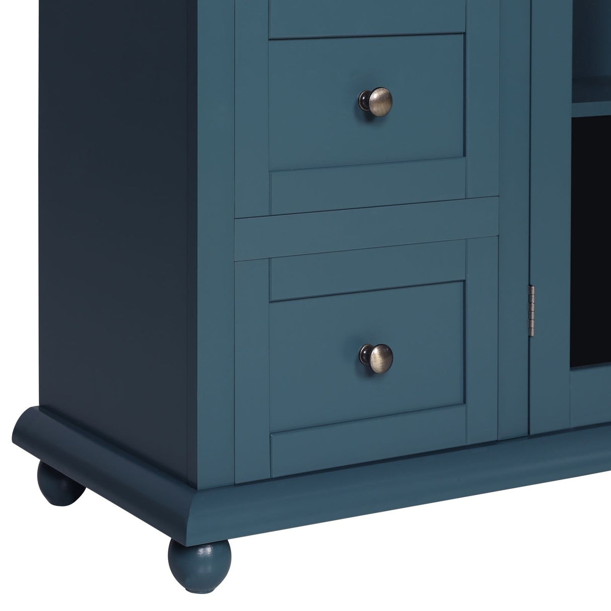 VEIKOUS Kitchen Buffet Sideboard Storage Cabinet with 2 Glass Doors and 4 Drawers