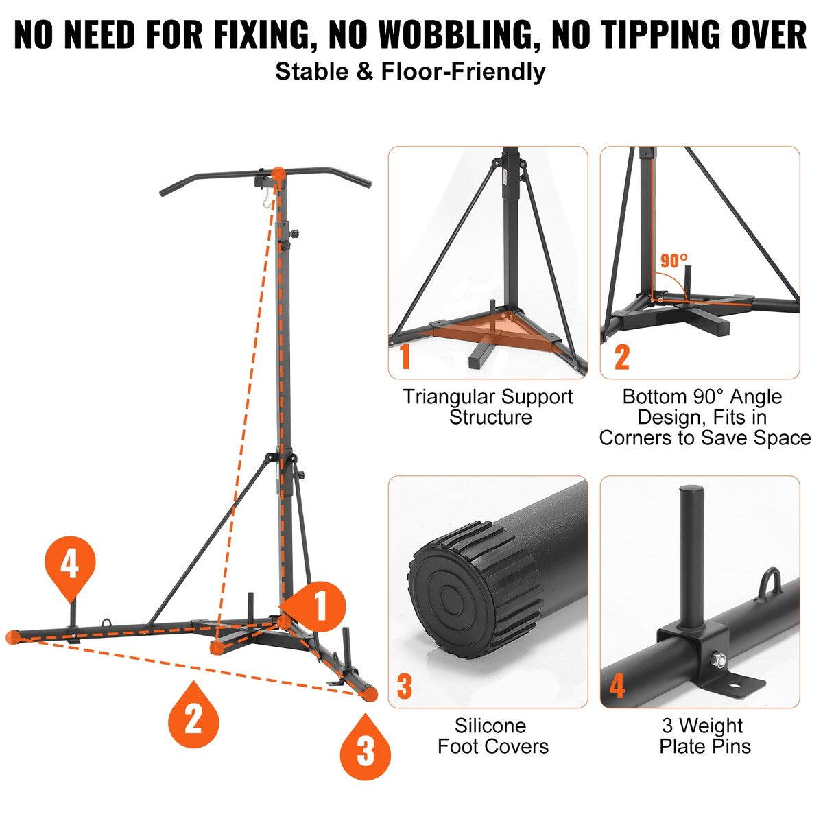 VEVOR 2 in 1 Punching Bag Stand Adjustable Height Boxing Punching Bag and Speed Bag Stand for Home Gym Fitness