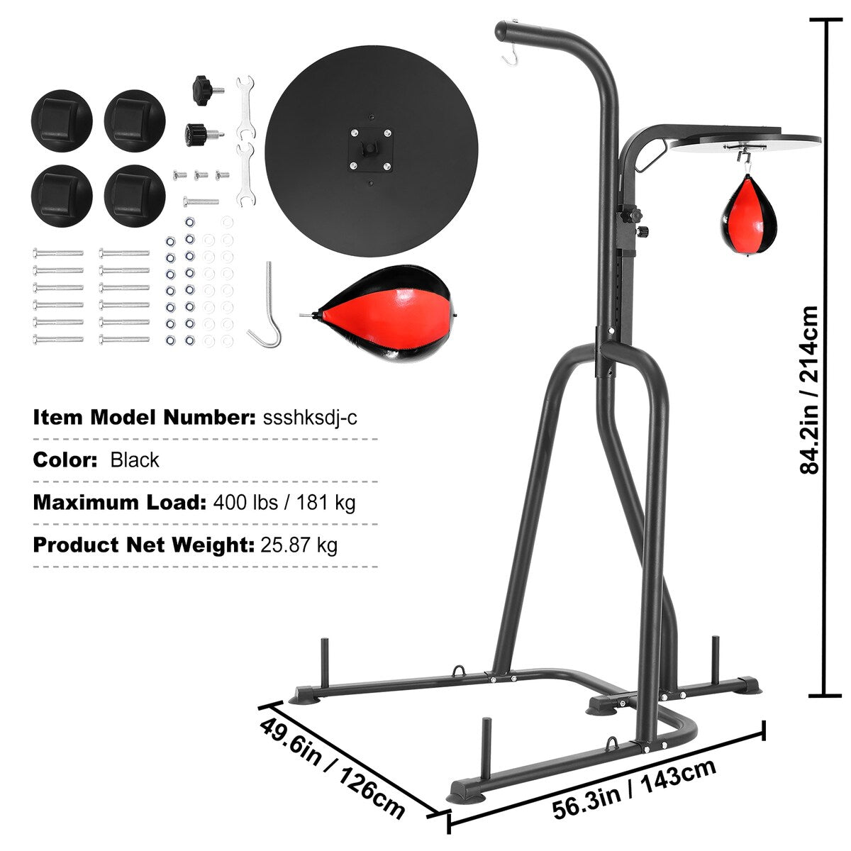 VEVOR 2 in 1 Punching Bag Stand Adjustable Height Boxing Punching Bag and Speed Bag Stand for Home Gym Fitness