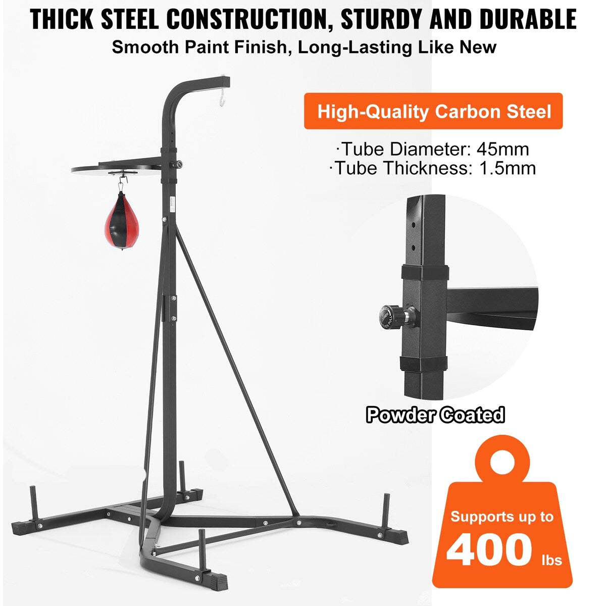 VEVOR 2 in 1 Punching Bag Stand Adjustable Height Boxing Punching Bag and Speed Bag Stand for Home Gym Fitness