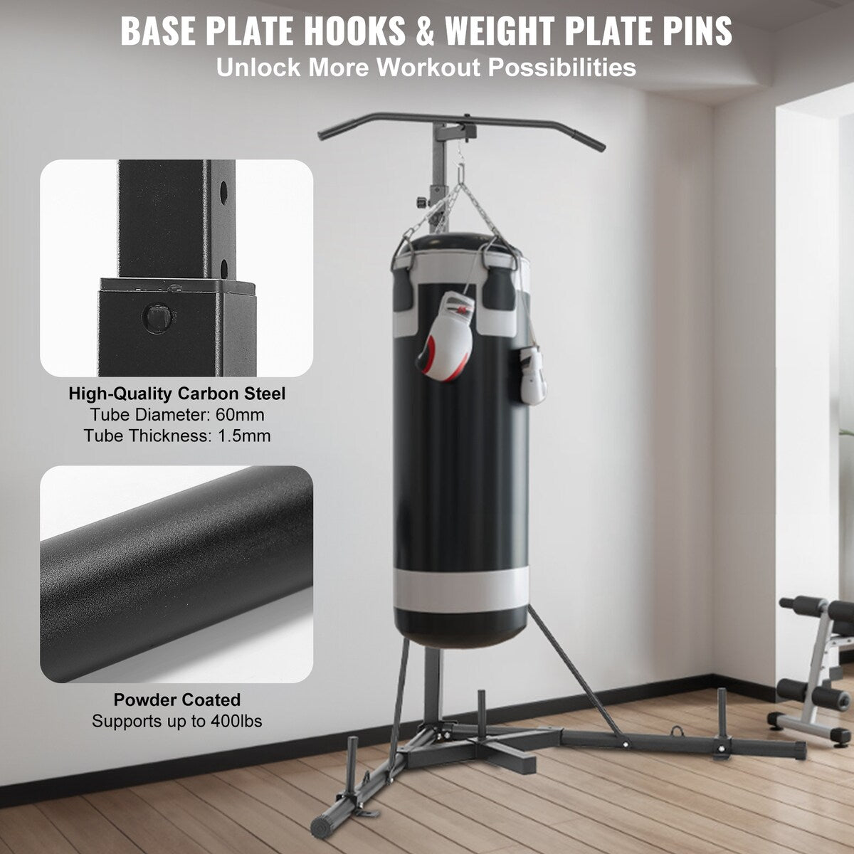 VEVOR 2 in 1 Punching Bag Stand Adjustable Height Boxing Punching Bag and Speed Bag Stand for Home Gym Fitness