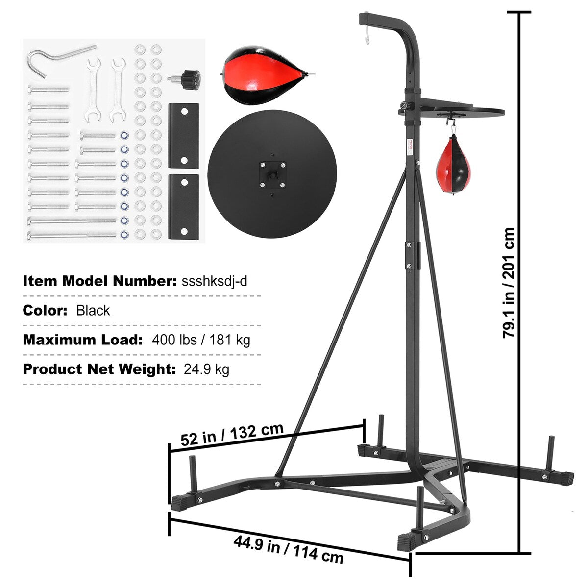 VEVOR 2 in 1 Punching Bag Stand Adjustable Height Boxing Punching Bag and Speed Bag Stand for Home Gym Fitness