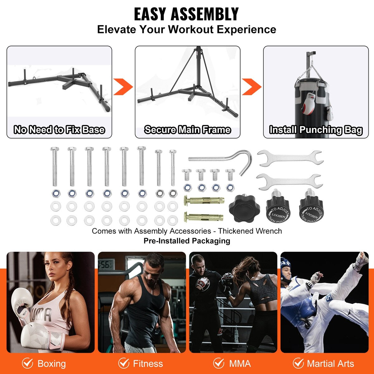 VEVOR 2 in 1 Punching Bag Stand Adjustable Height Boxing Punching Bag and Speed Bag Stand for Home Gym Fitness