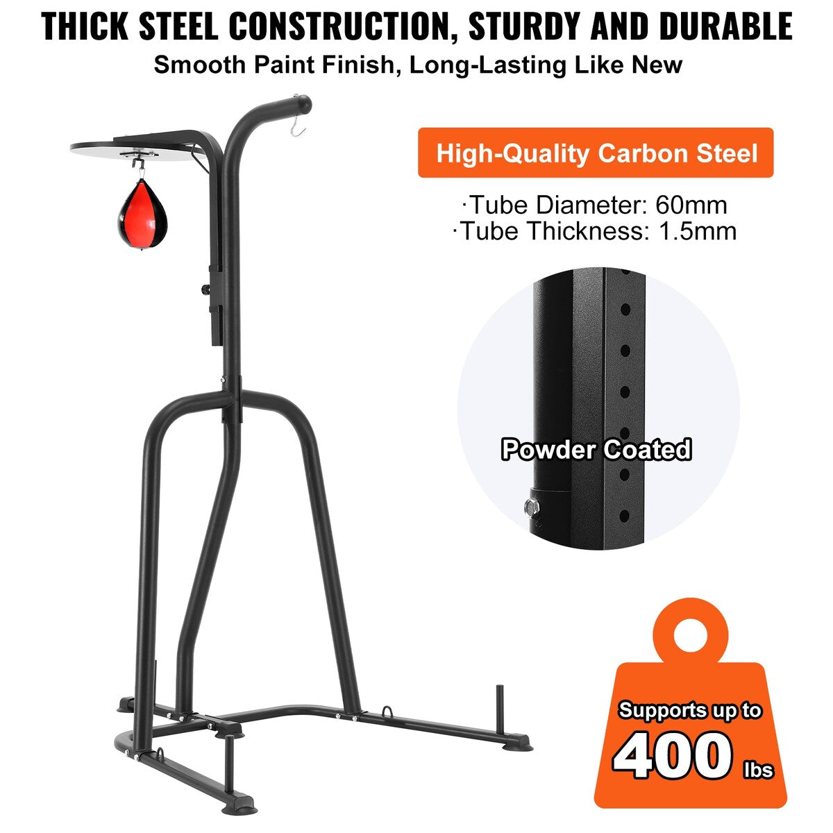 VEVOR 2 in 1 Punching Bag Stand Adjustable Height Boxing Punching Bag and Speed Bag Stand for Home Gym Fitness