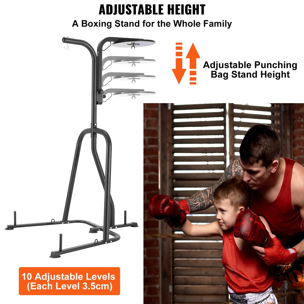 VEVOR 2 in 1 Punching Bag Stand Adjustable Height Boxing Punching Bag and Speed Bag Stand for Home Gym Fitness