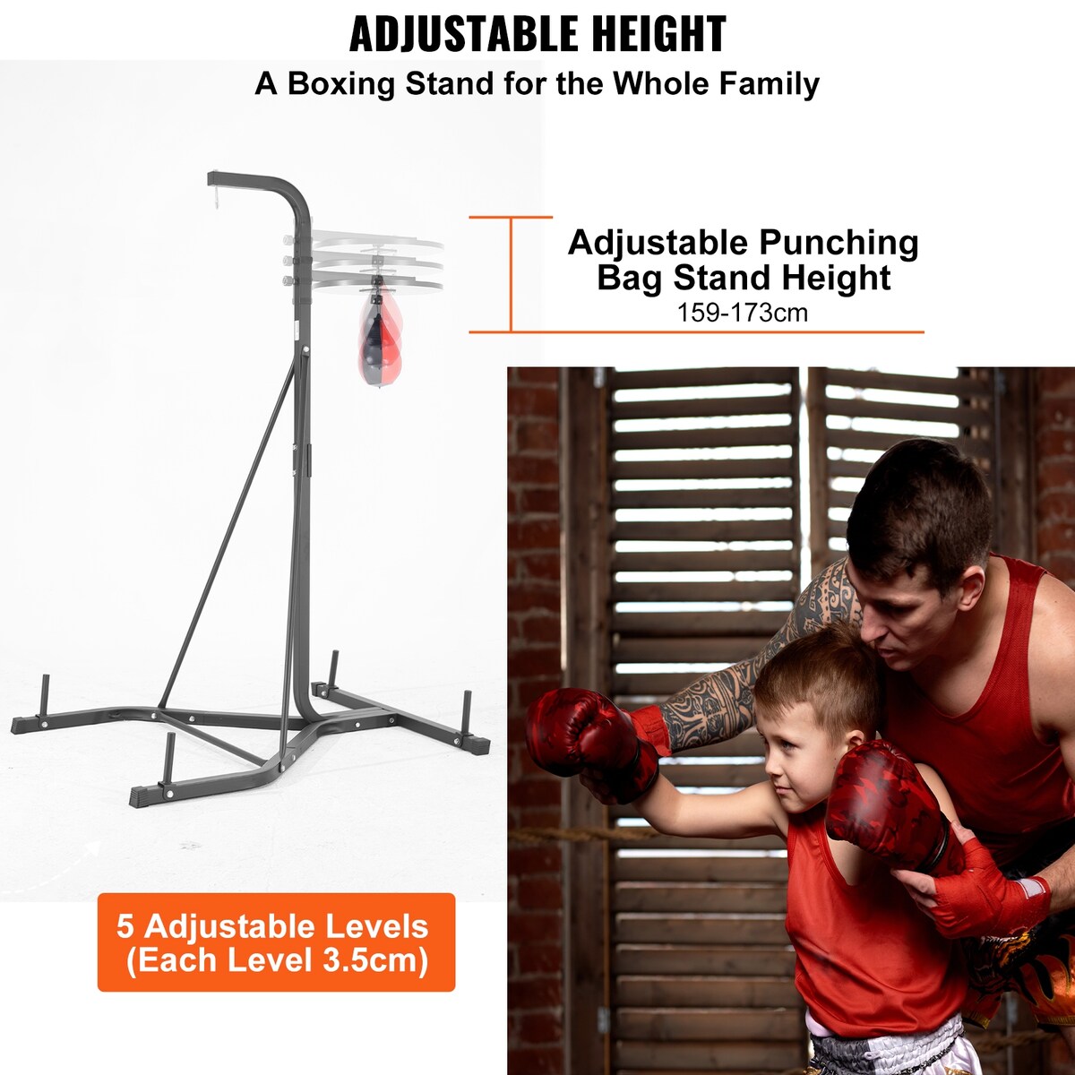 VEVOR 2 in 1 Punching Bag Stand Adjustable Height Boxing Punching Bag and Speed Bag Stand for Home Gym Fitness