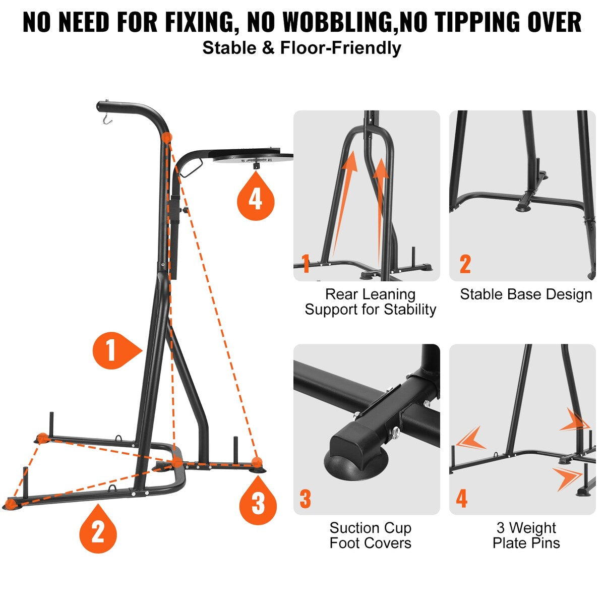 VEVOR 2 in 1 Punching Bag Stand Adjustable Height Boxing Punching Bag and Speed Bag Stand for Home Gym Fitness