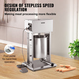 VEVOR 200W & 260W Electric Stuffer 10L & 15L Stainless 4 Tubes Stepless Speed Pedal Commercial
