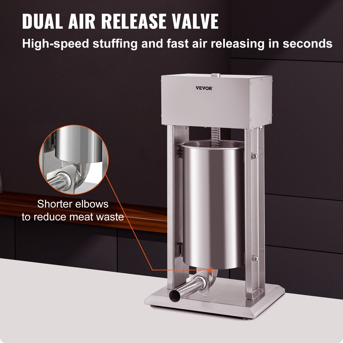 VEVOR 200W & 260W Electric Stuffer 10L & 15L Stainless 4 Tubes Stepless Speed Pedal Commercial