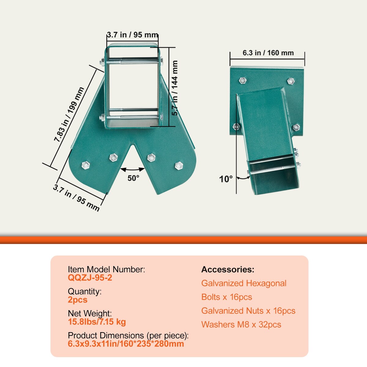 VEVOR A-Frame Middle Swing Set Brackets,Heavy Duty Carbon Steel Swing Set Hardware with Mounting Hardware