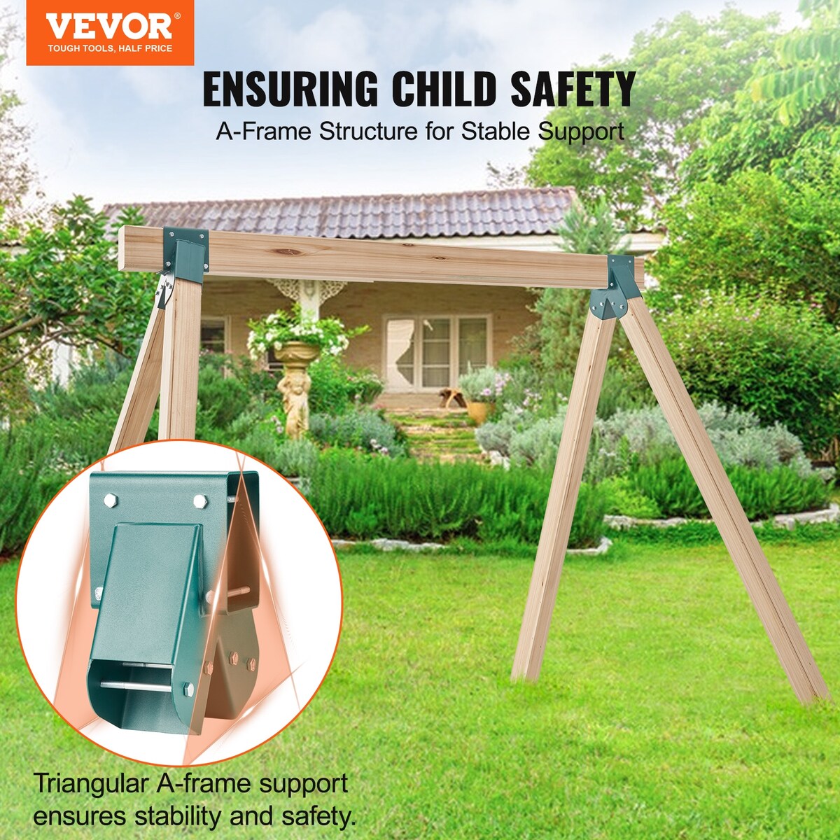 VEVOR A-Frame Middle Swing Set Brackets,Heavy Duty Carbon Steel Swing Set Hardware with Mounting Hardware