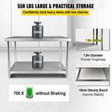 VEVOR Stainless Steel Prep Tabl Heavy Duty Metal Worktable for Kitchen Restaurant Garage Backyard