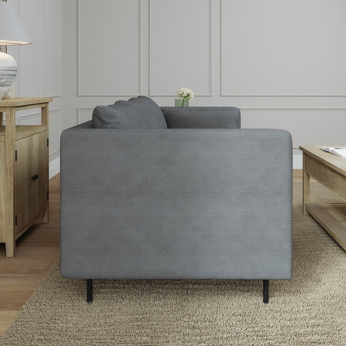 VIFAH Signature Italian Design 72-inch Tuxedo 2-Seater Sofa with Throw Pillows