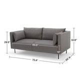 VIFAH Signature Italian Design 72-inch Tuxedo 2-Seater Sofa with Throw Pillows