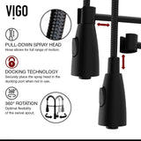VIGO 24-inch Crown Apron Front Matte StoneTM Farmhouse Sink and Brant Pull-Down Faucet in Matte Black