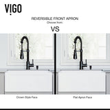 VIGO 24-inch Crown Apron Front Matte StoneTM Farmhouse Sink and Brant Pull-Down Faucet in Matte Black