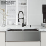 VIGO Oxford Stainless Steel Double Bowl Flat Apron Farmhouse Kitchen Sink and Accessories