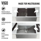 VIGO 33" Oxford Stainless Steel Slotted Apron Kitchen Sink Workstation, Stainless Steel Edison Faucet & Soap Dispenser