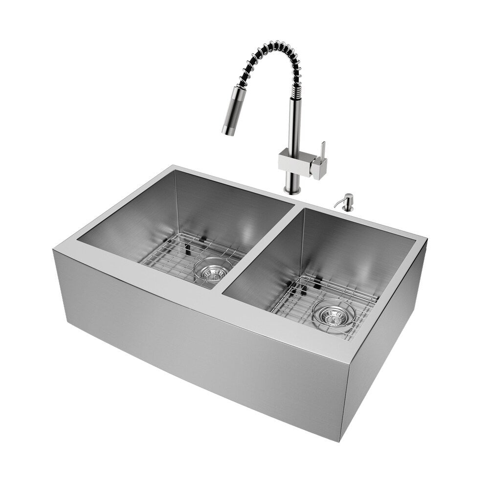 VIGO Chisholm Stainless Steel Kitchen Sink and Lincroft Faucet Set