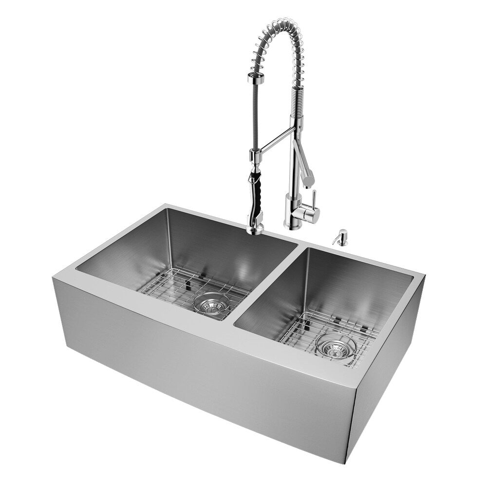 VIGO Chisholm Stainless Steel Kitchen Sink and Zurich Faucet Set