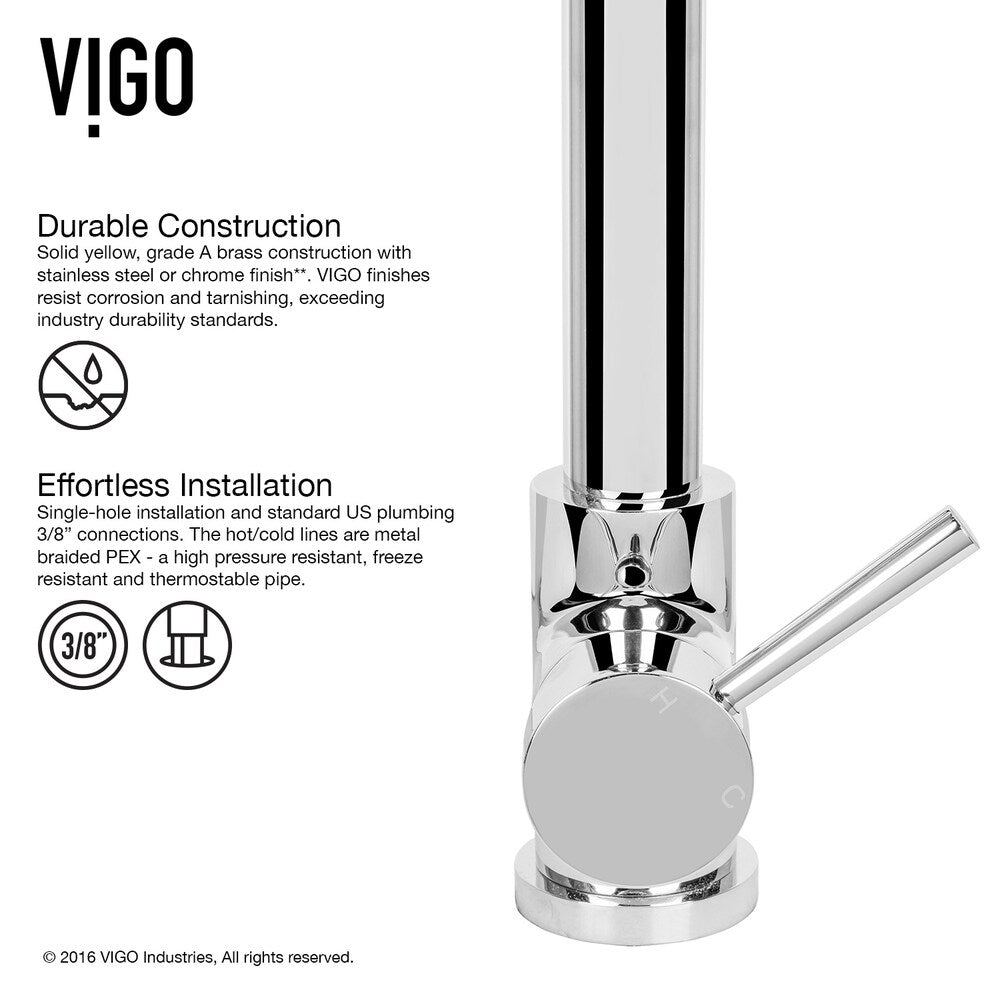 VIGO Chisholm Stainless Steel Kitchen Sink and Zurich Faucet Set