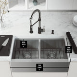 VIGO Oxford Stainless Steel Double Bowl Flat Apron Farmhouse Kitchen Sink and Accessories