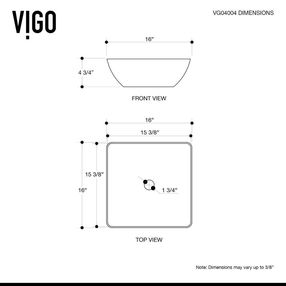 VIGO Hibiscus 16"L x 16"W MatteStone Vessel Sink and Amada 10"H Faucet Set