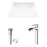 VIGO Hibiscus 16"L x 16"W MatteStone Vessel Sink and Amada 10"H Faucet Set